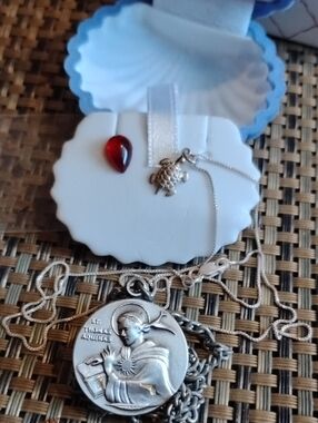 925 Silver Sea Turtle &St.Thomas&Teardrop Ruby